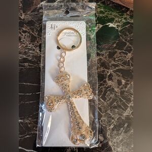 UP Crystal Collection Gold Cross Keychain Bag Charm NIP